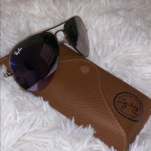 RayBan polarized mirror-aviator sunglasses w/ case